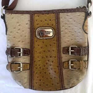 U.S. Polo Assn. Brown Faux Pebble Leather Crossbody Bag